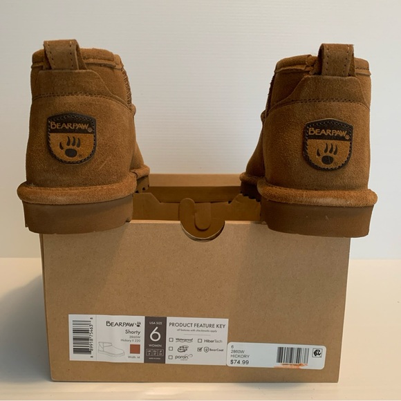 BearPaw Women’s Size 6 Hickory II Brown Suede & Wool Lined Boots Ankle Booties - Picture 4 of 12